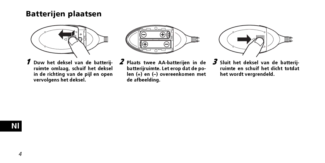 Nikon PD-10 instruction manual Batterijen plaatsen 