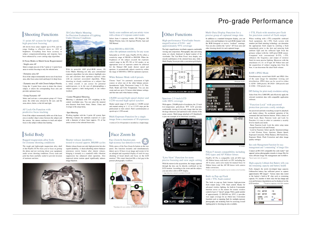 Nikon specifications Pro-grade Per formance 