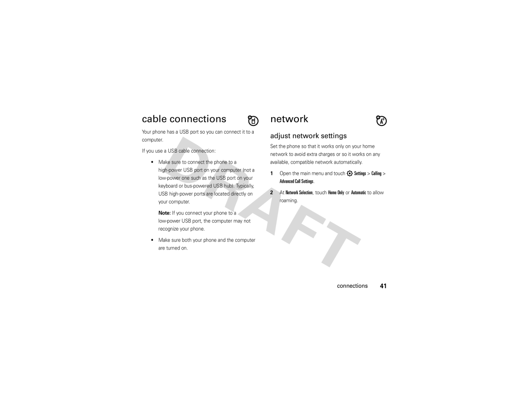 Nikon QA4 manual Cable connections, Network, Adjust network settings 