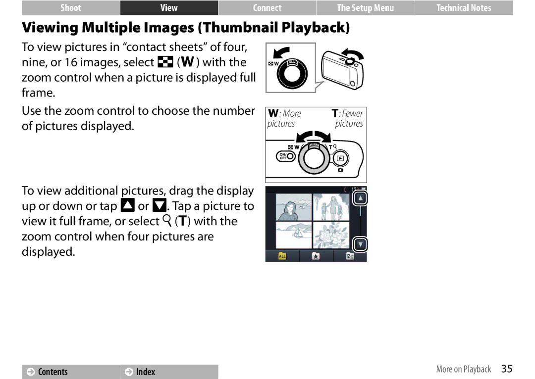 Nikon COOLPIXS01SIL, S01 Silver, COOLPIXS01RED, 26350, 26349, 26347 manual Viewing Multiple Images Thumbnail Playback 