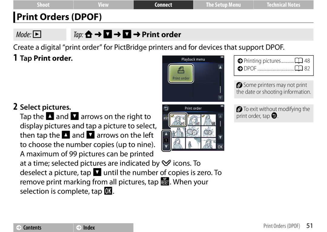 Nikon 26349, S01 Silver, COOLPIXS01RED, COOLPIXS01SIL, 26350, 26347 manual Print Orders Dpof, A48 