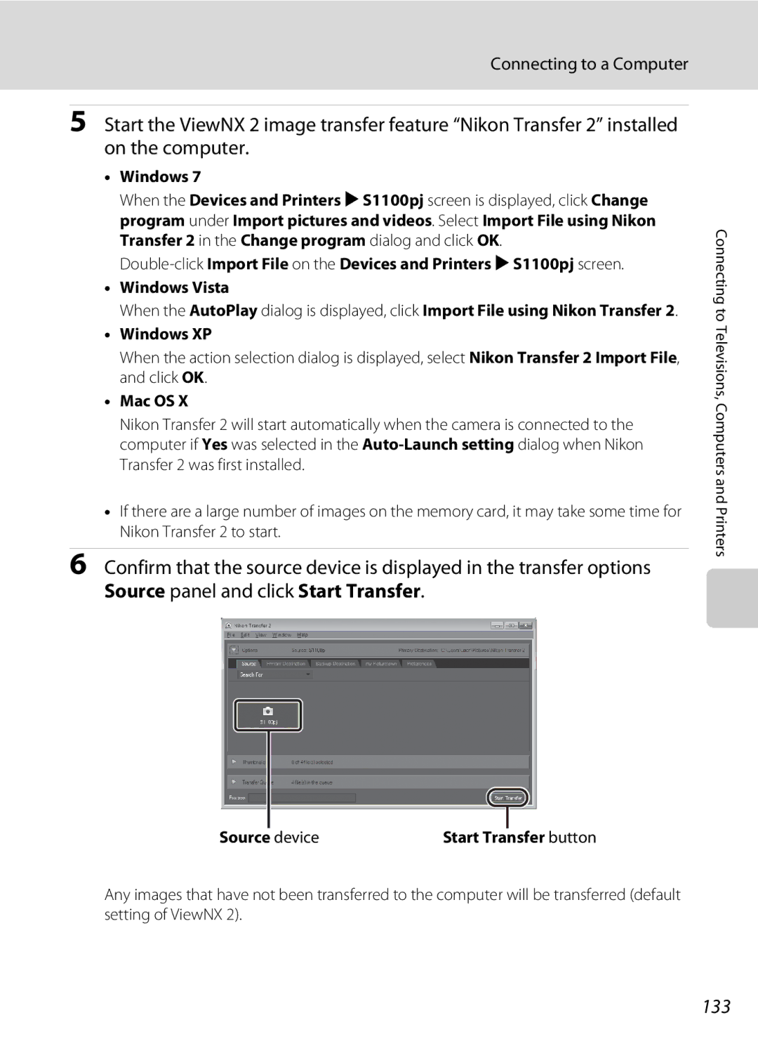 Nikon S1100pj user manual 133, Windows, Source device 