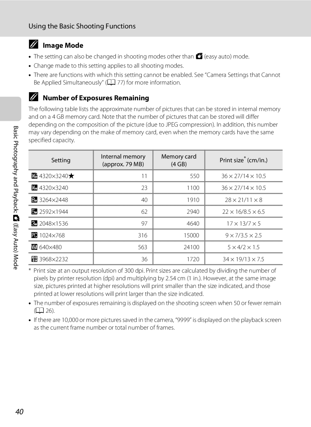 Nikon S1100pj user manual Image Mode, Number of Exposures Remaining 