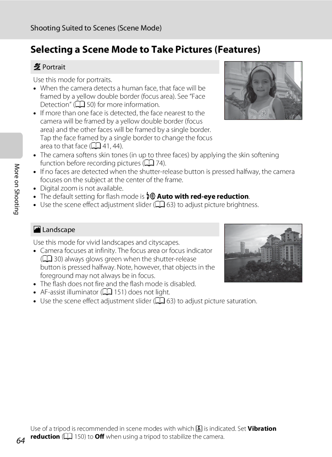 Nikon S1100pj user manual Selecting a Scene Mode to Take Pictures Features 