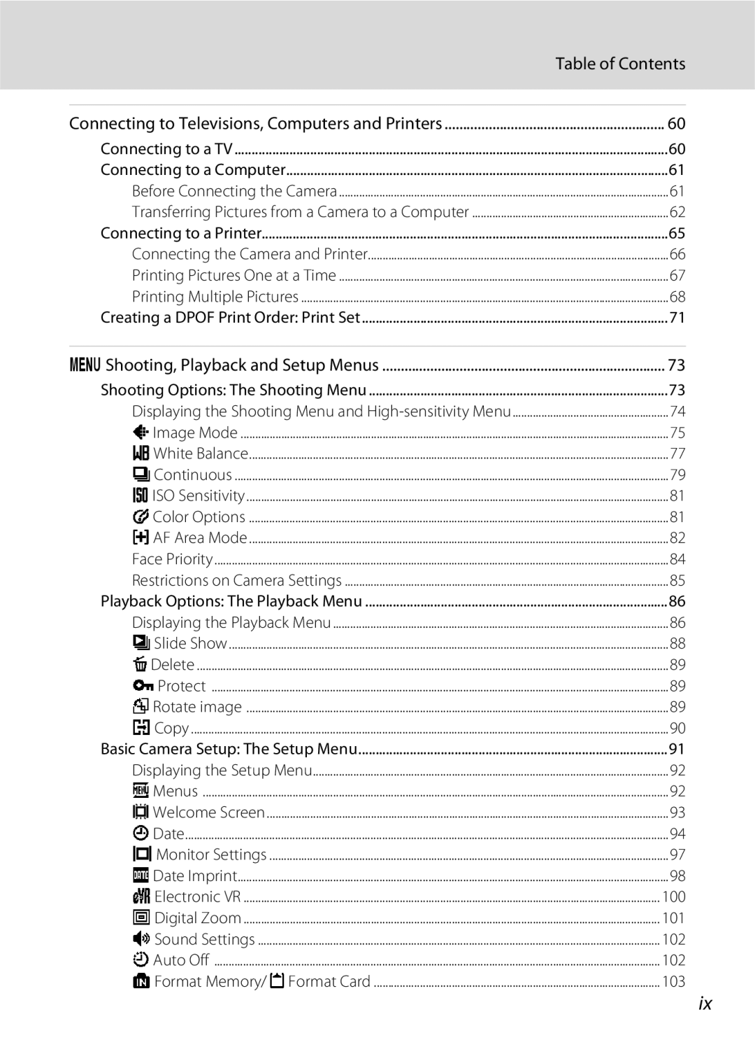 Nikon S202 manual 100, 101, 102, 103 