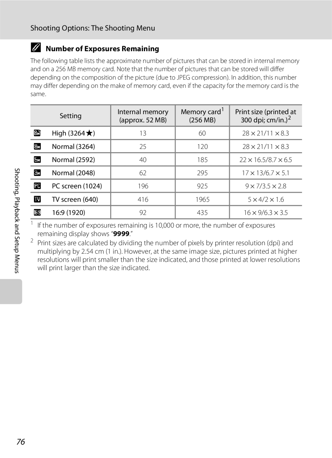 Nikon S202 manual Number of Exposures Remaining, Setting Internal memory Memory card1, TV screen, 169 