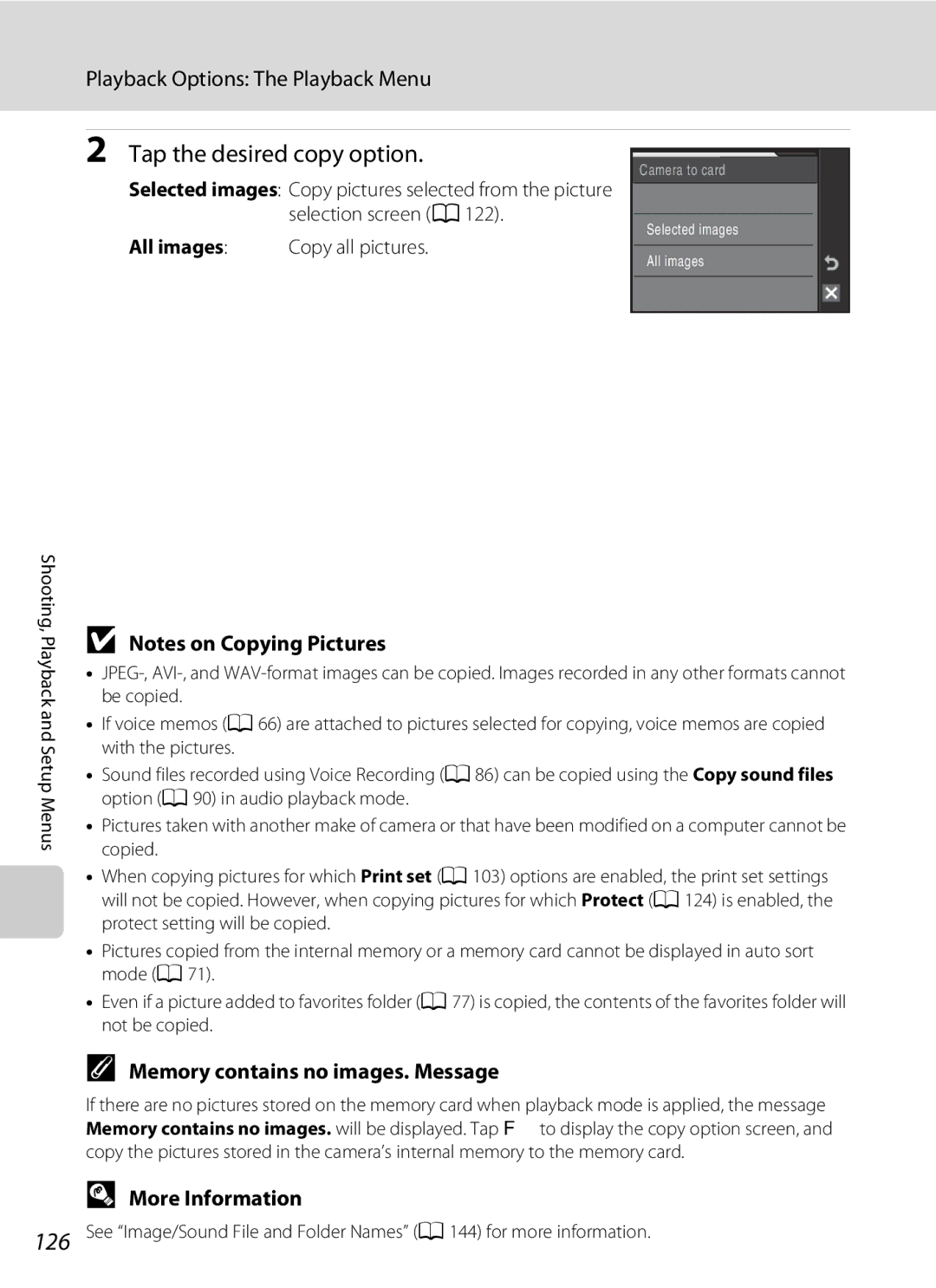 Nikon S230 user manual Memory contains no images. Message, All images 