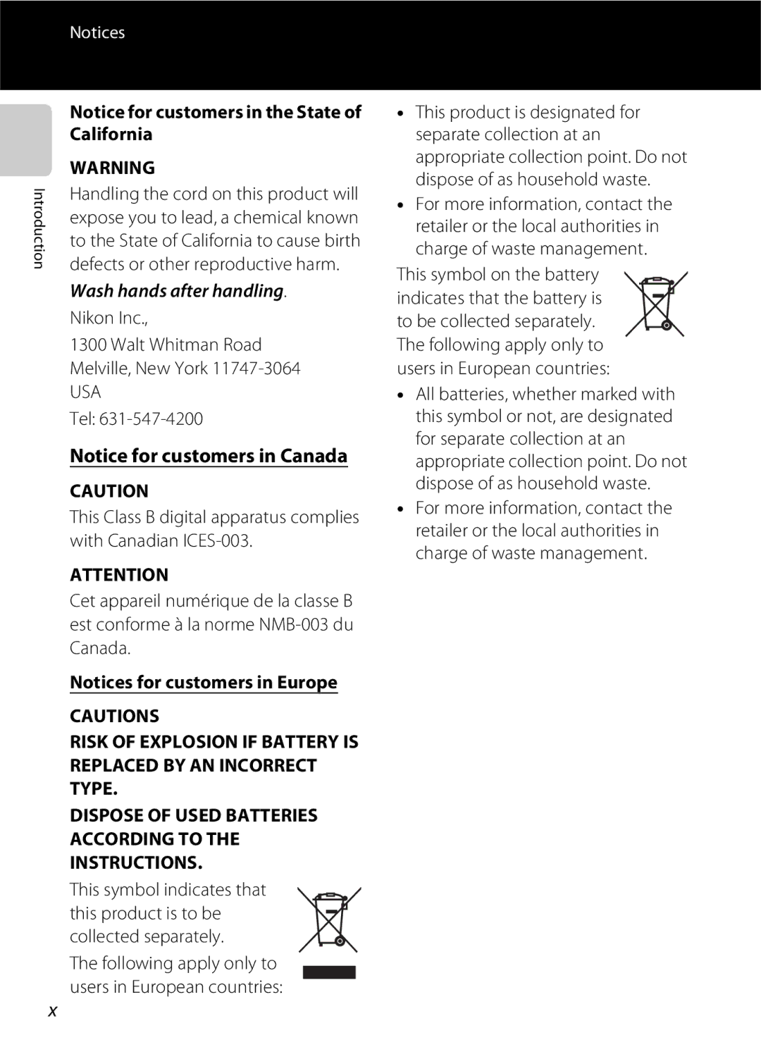 Nikon S2600 manual Nikon Inc Walt Whitman Road Melville, New York, Following apply only to users in European countries 