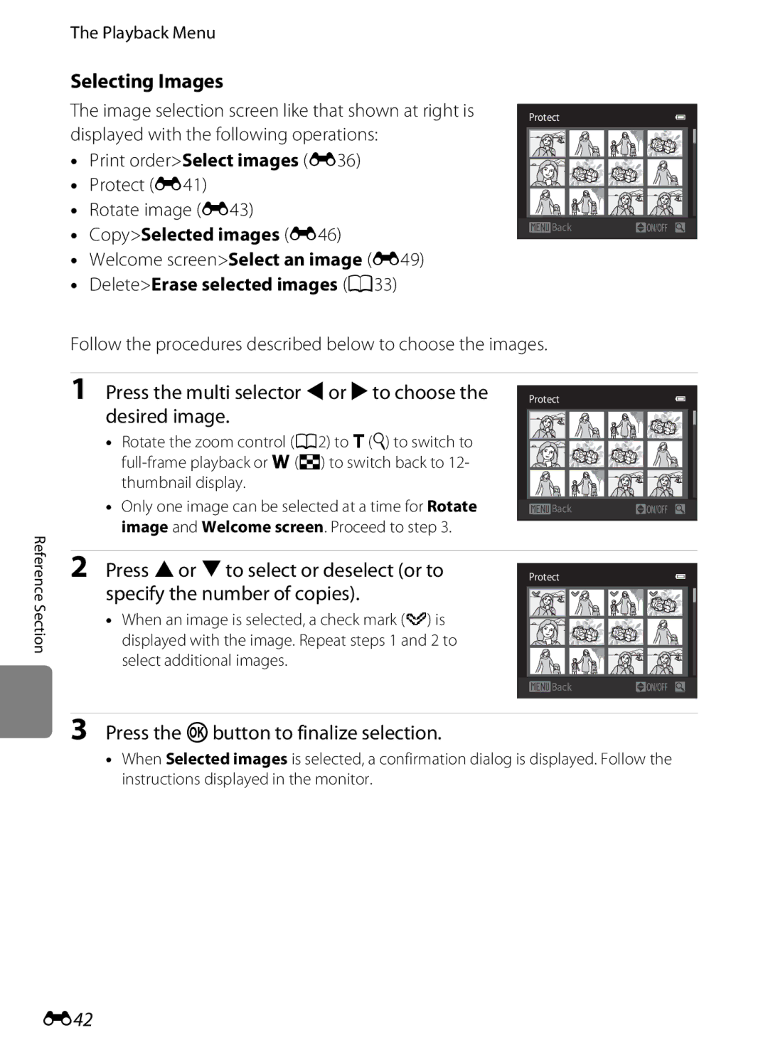 Nikon S2600 manual Selecting Images, E42 