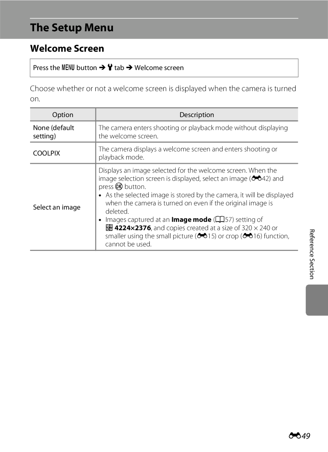 Nikon S2600 manual Welcome Screen, E49 