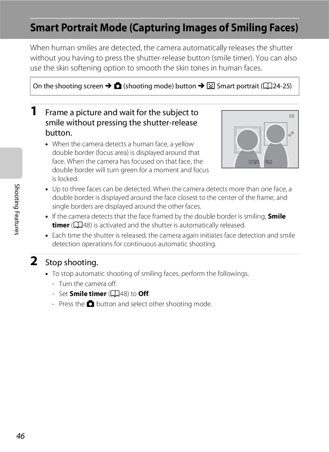 Nikon S2600 manual Stop shooting, Is locked, Set Smile timer A48 to Off, Press the a button and select other shooting mode 