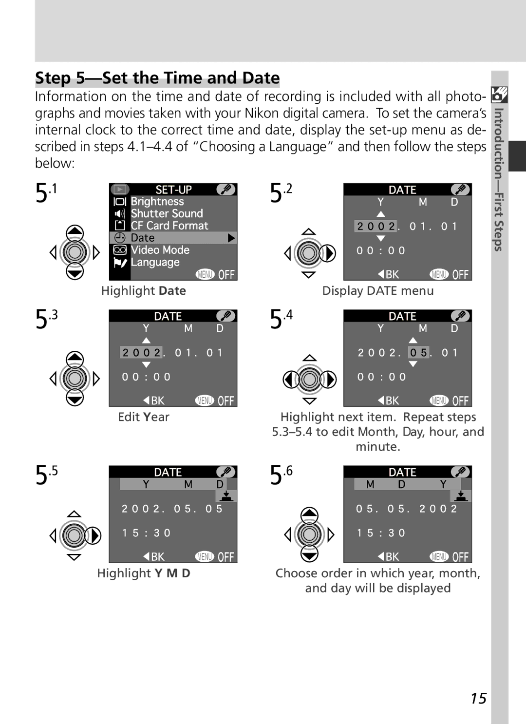 Nikon S2H05000501 manual Set the Time and Date 