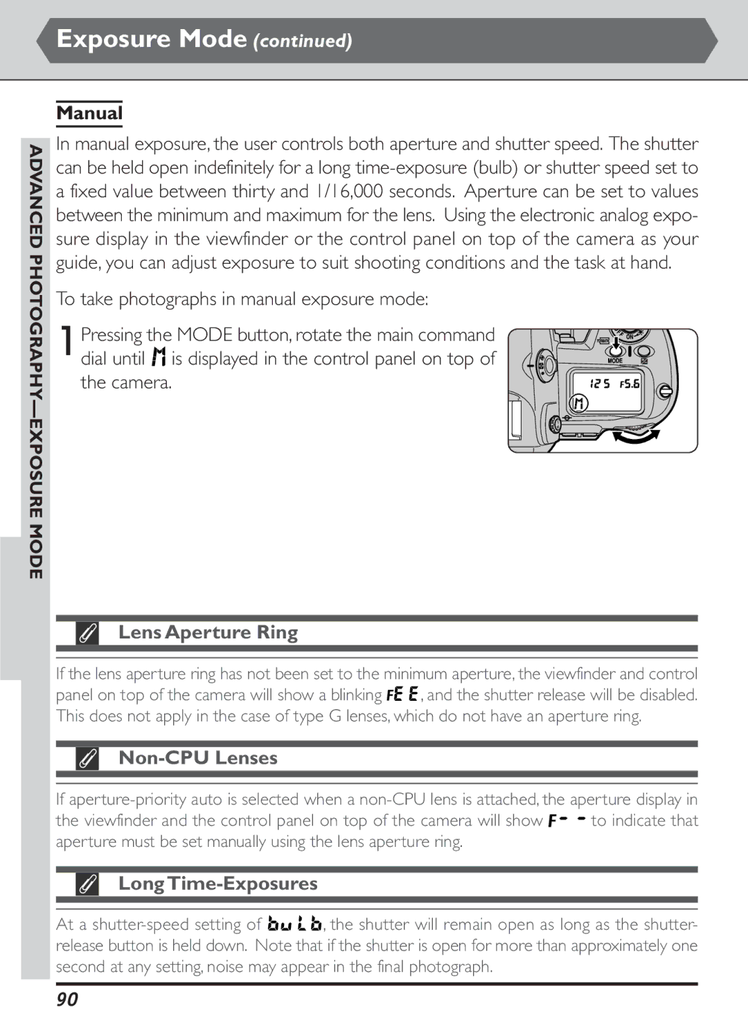 Nikon S2J00200401 user manual Manual, Long Time-Exposures 