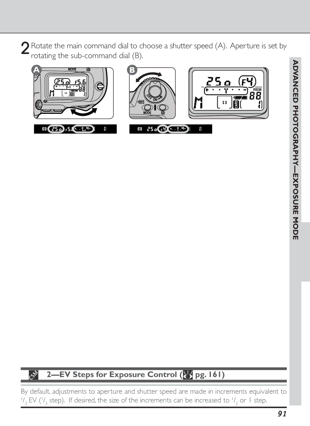 Nikon S2J00200401 user manual EV Steps for Exposure Control pg 