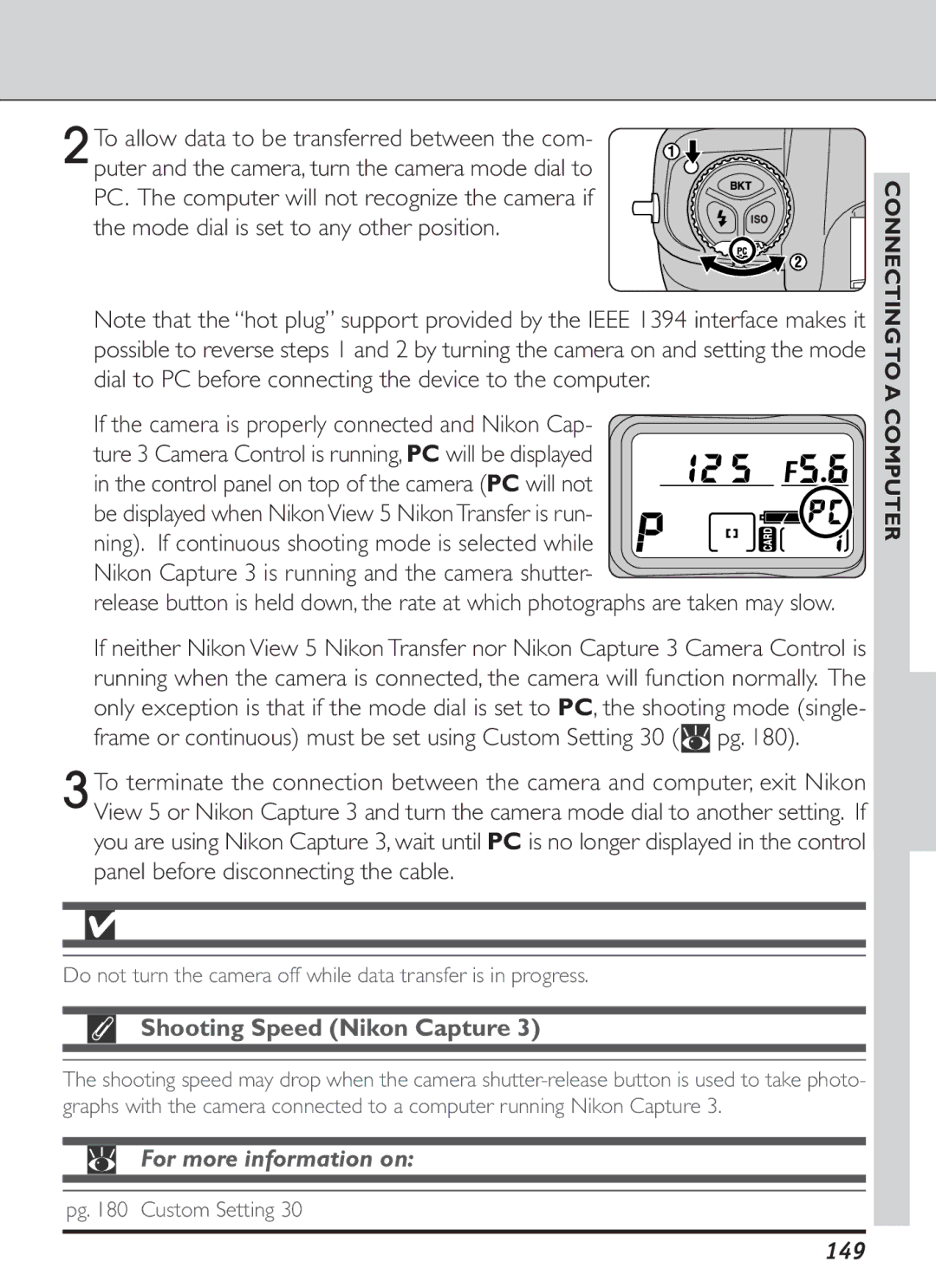 Nikon S2J00200401 user manual If the camera is properly connected and Nikon Cap, Shooting Speed Nikon Capture, 149 