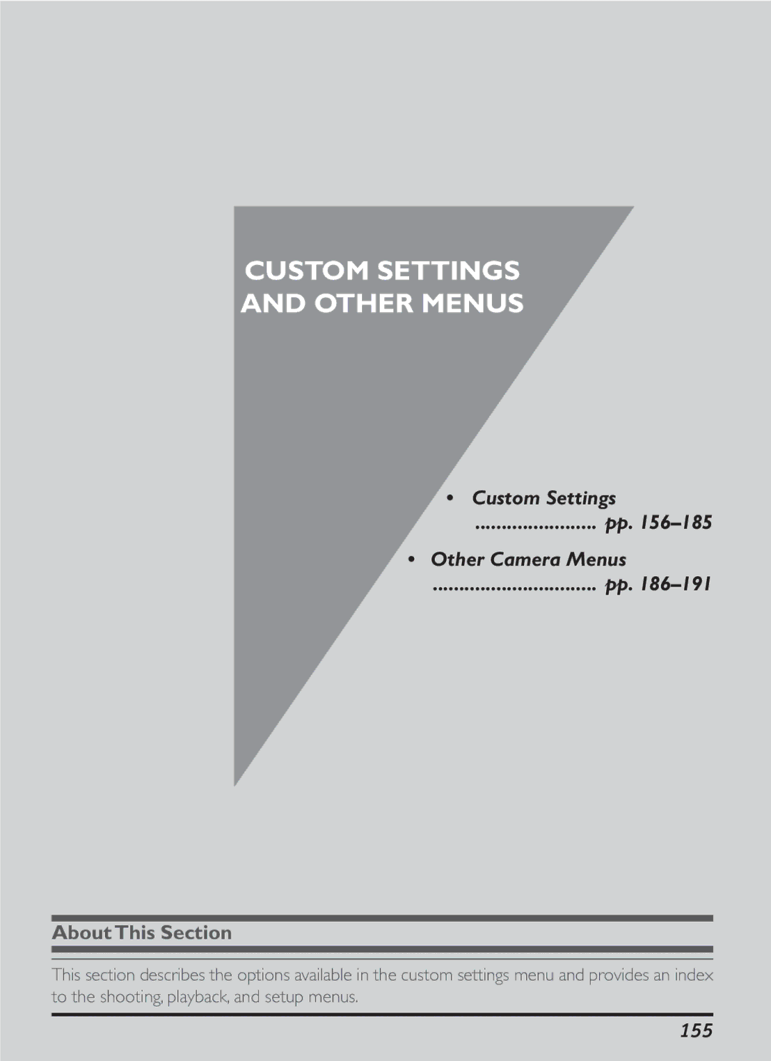 Nikon S2J00200401 user manual Custom Settings Other Camera Menus, 155 