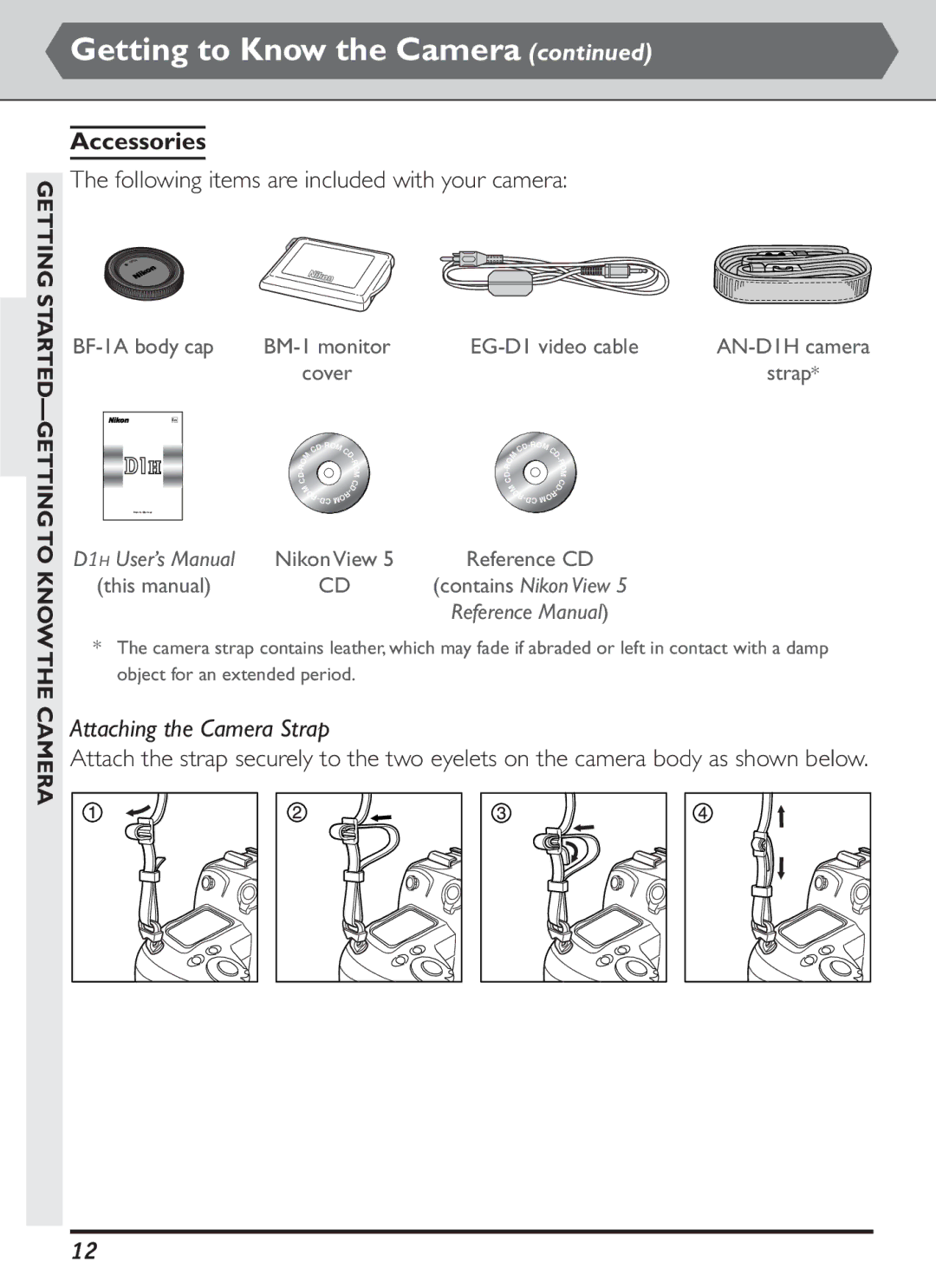 Nikon S2J00200401 Accessories, Following items are included with your camera, Attaching the Camera Strap, Getting 