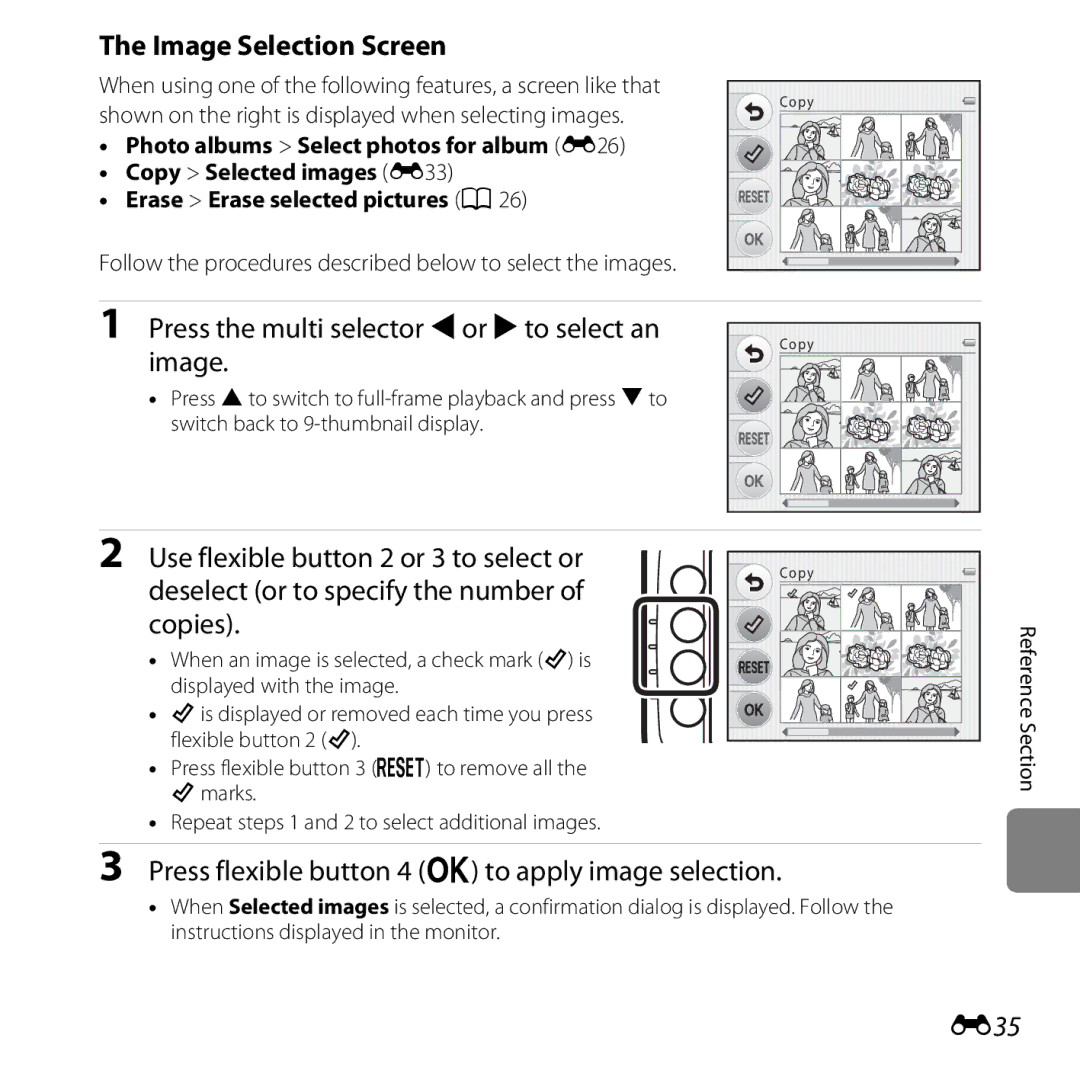 Nikon 26317, S30 manual Image Selection Screen, E35 