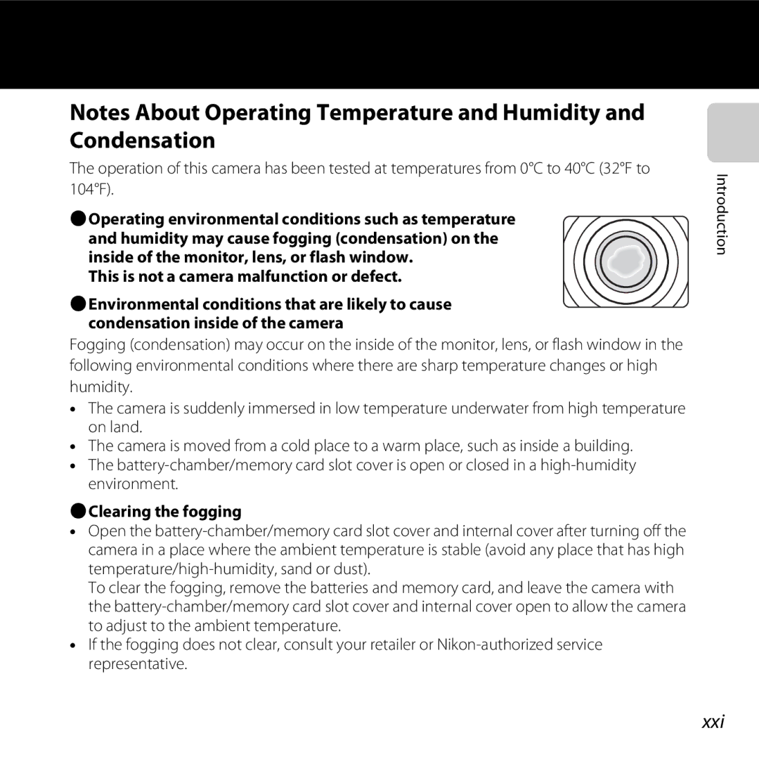 Nikon 26317, S30 manual Xxi, BClearing the fogging 