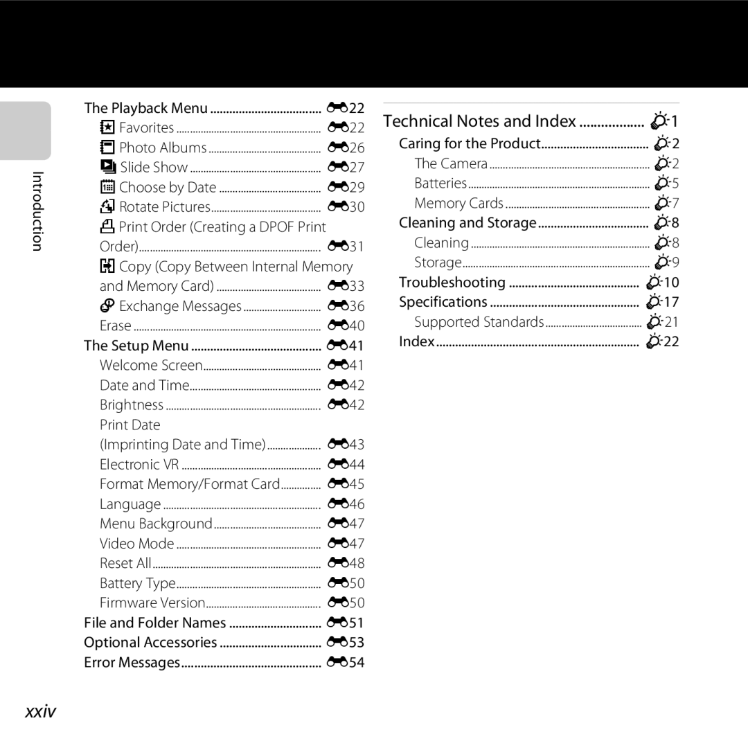 Nikon S30, 26317 manual Xxiv, F10, F17, F21, F22 