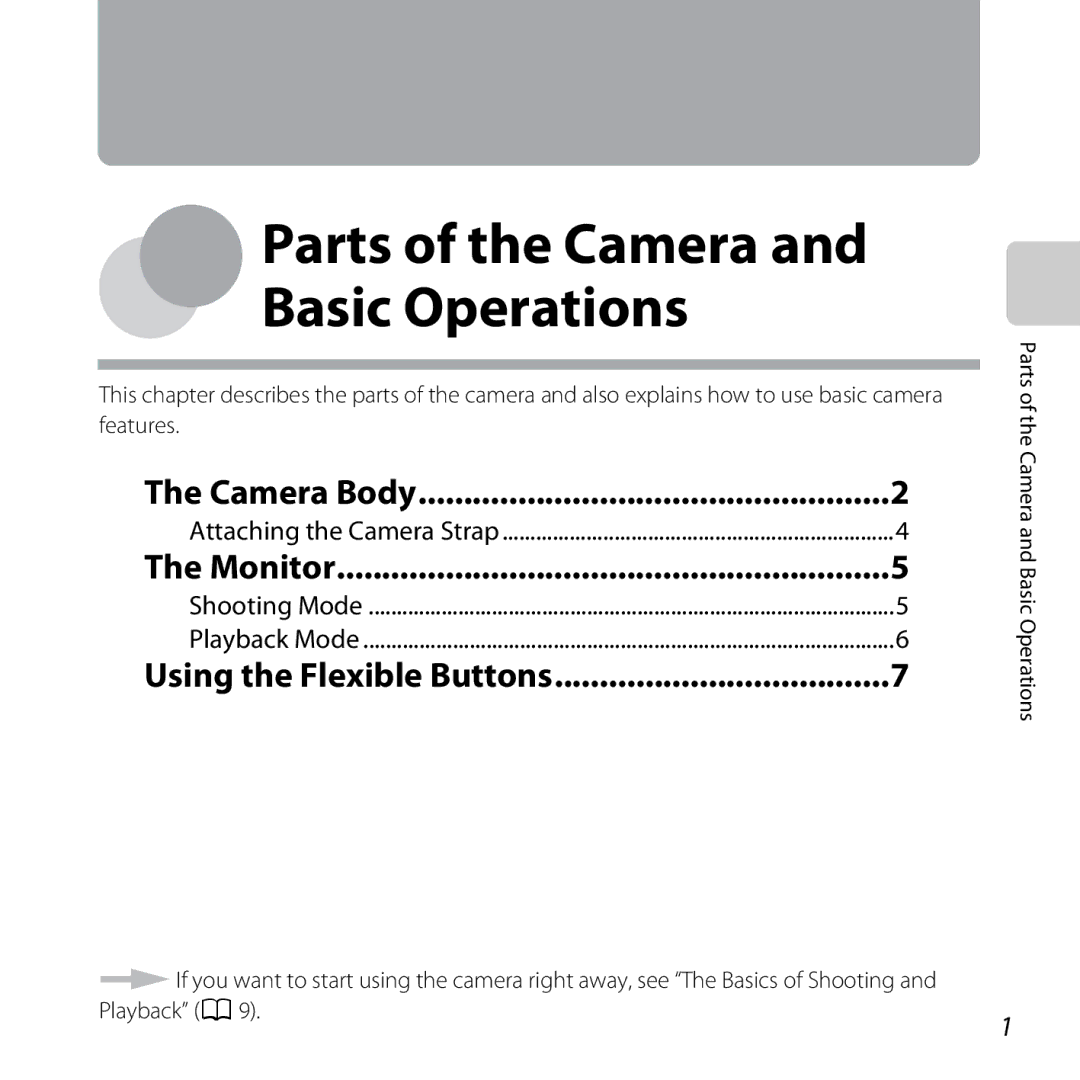 Nikon 26317, S30 manual Camera Body, Monitor, Parts of the Camera and Basic Operations 