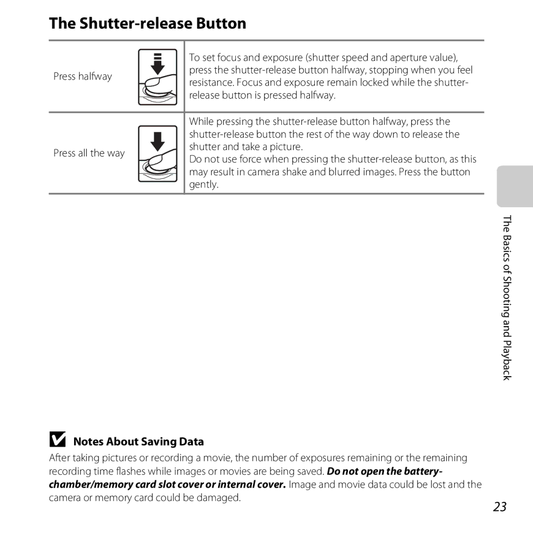 Nikon 26317, S30 manual Shutter-release Button 