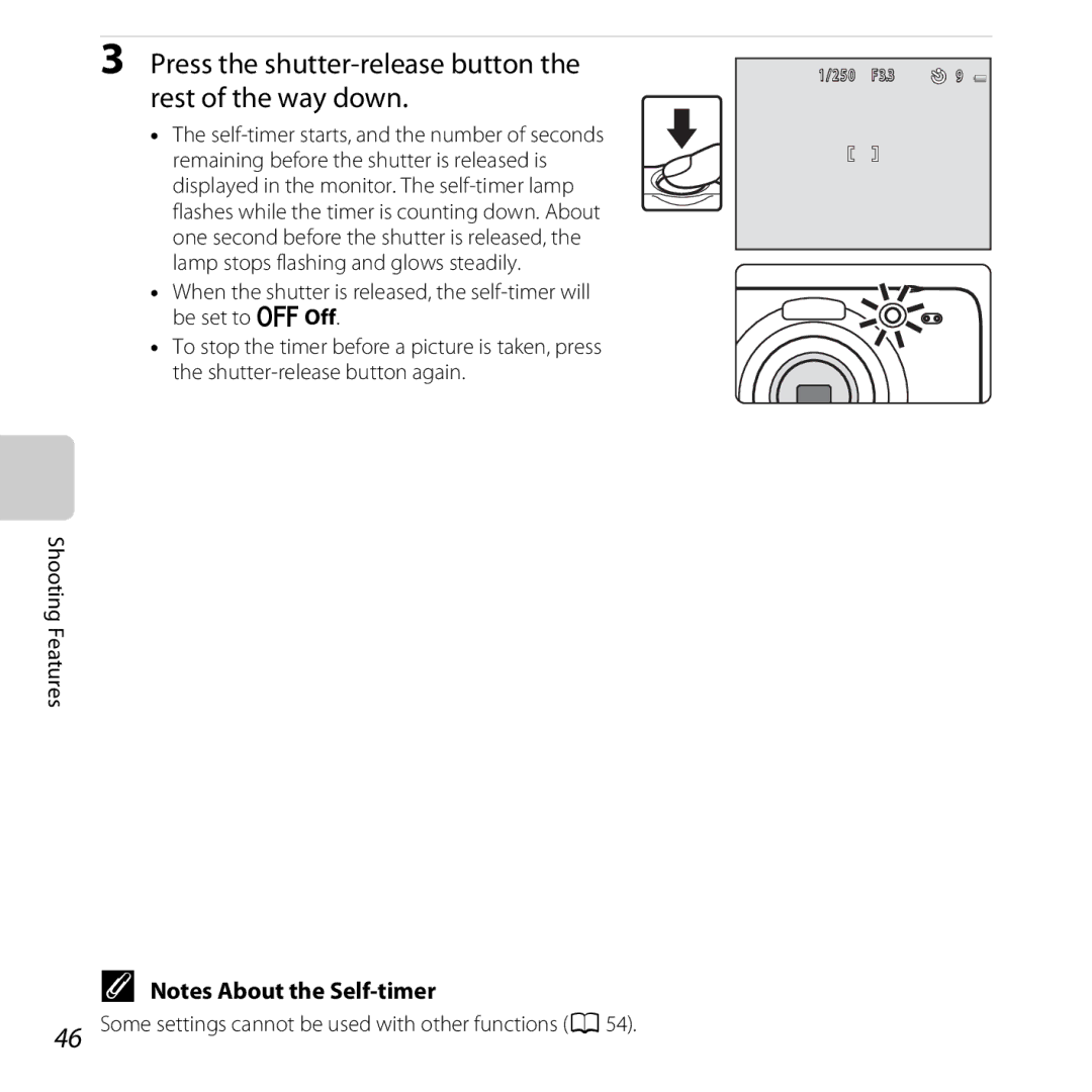 Nikon S30, 26317 manual Press the shutter-release button the rest of the way down 