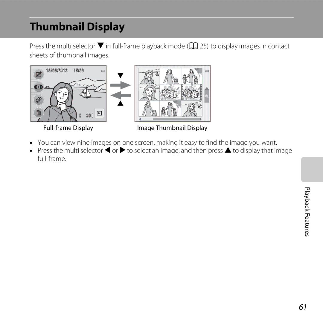 Nikon 26317, S30 manual Thumbnail Display 