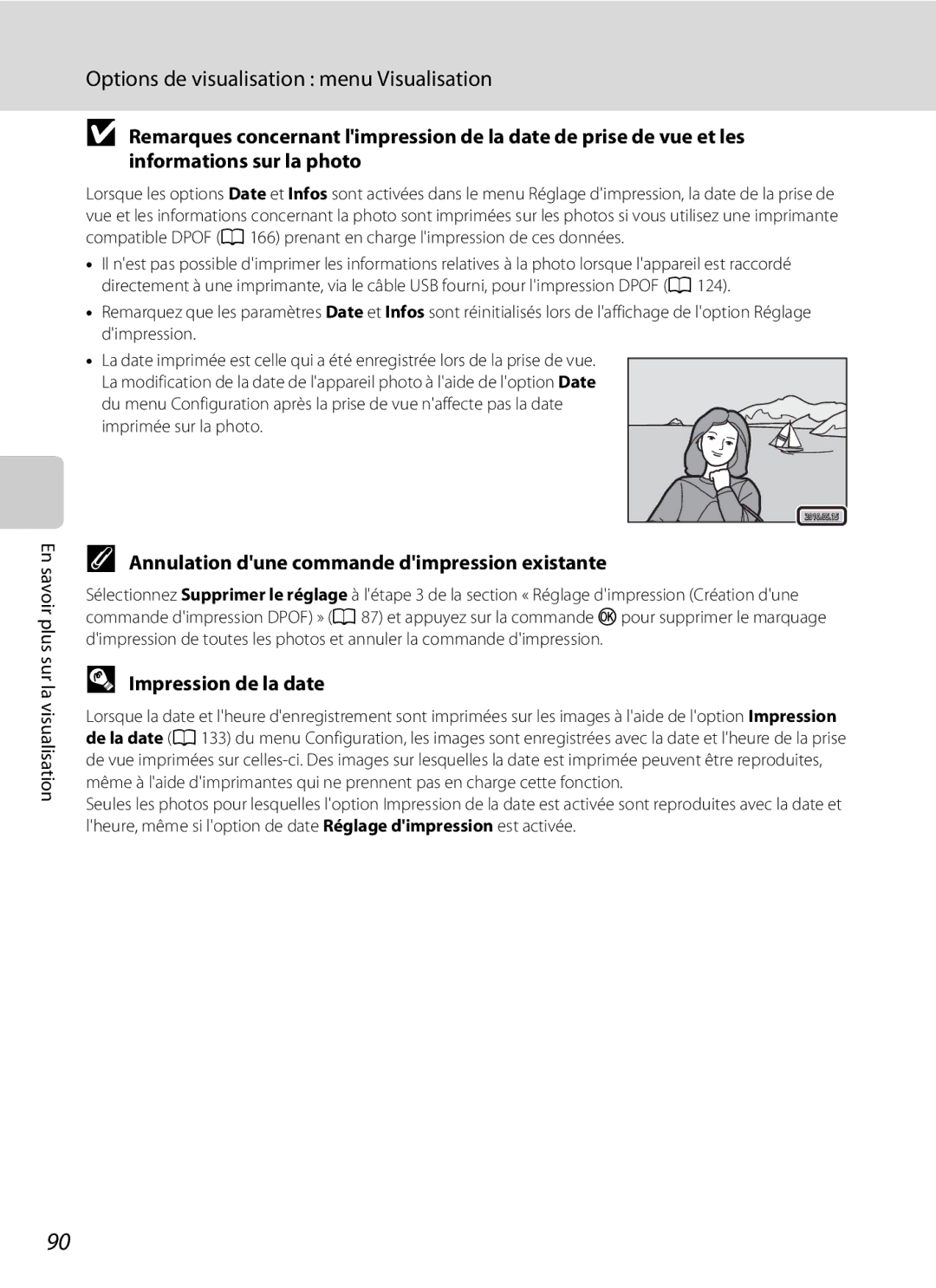 Nikon S3000 manuel dutilisation Annulation dune commande dimpression existante, Impression de la date 