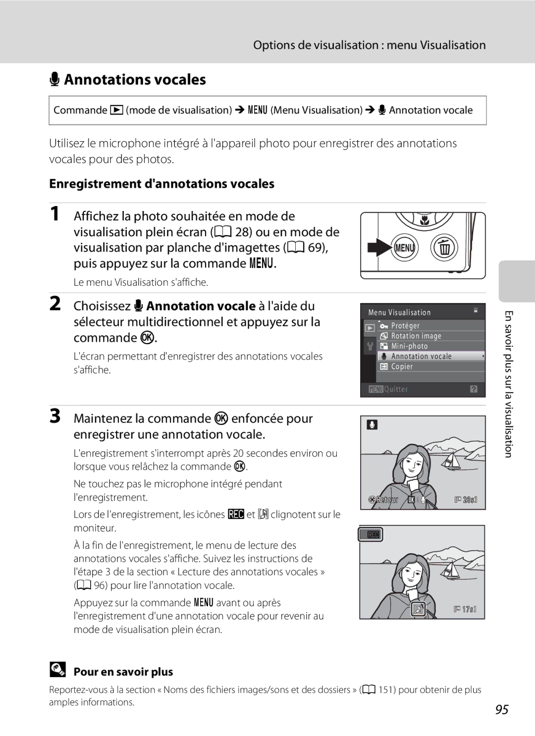 Nikon S3000 manuel dutilisation EAnnotations vocales, Enregistrement dannotations vocales 