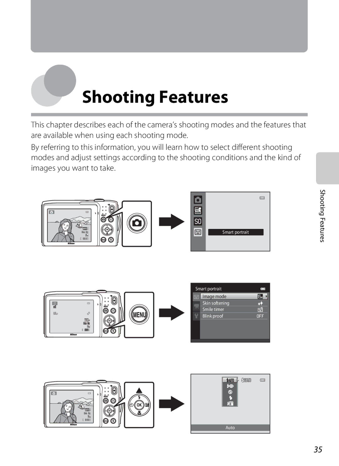 Nikon S3200 manual Shooting Features 