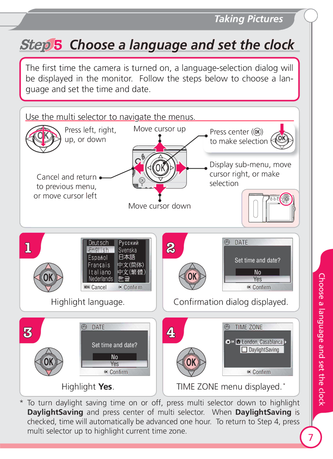 Nikon S4 quick start Choose a language and set the clock 