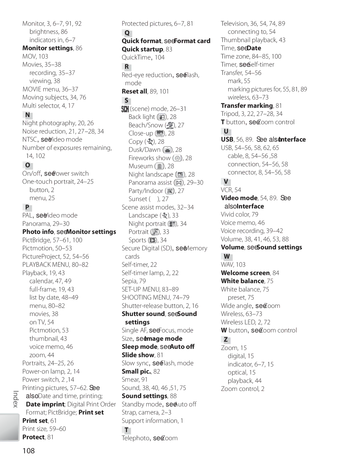 Nikon S6 manual 108, Monitor settings 