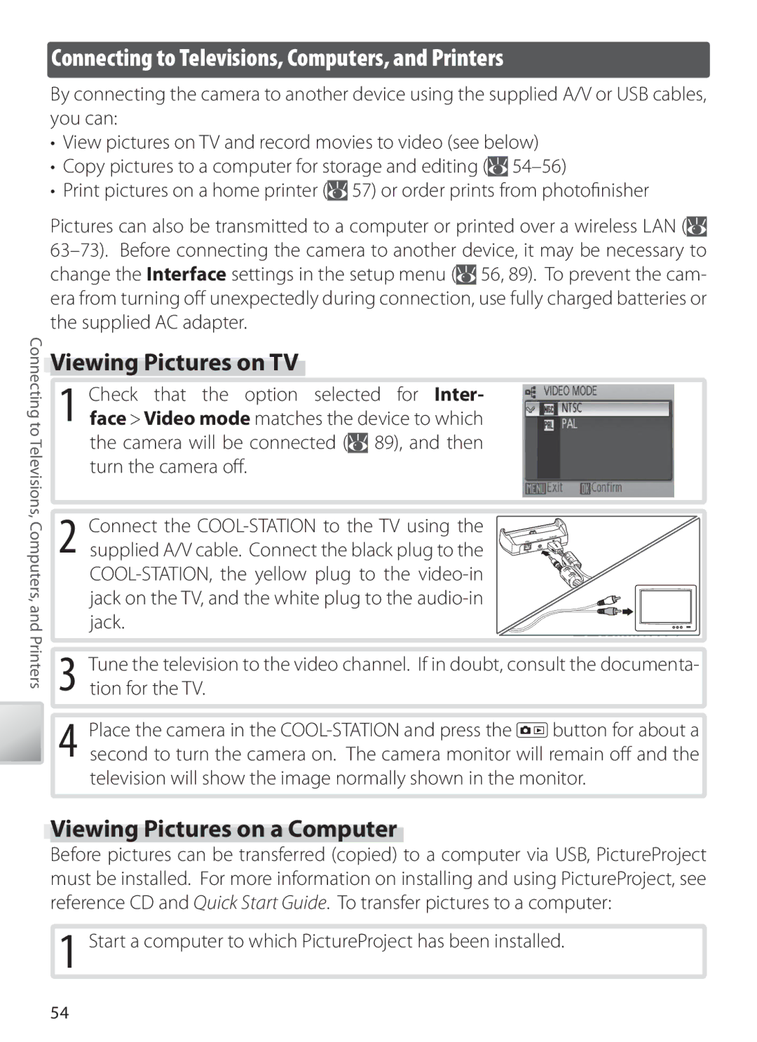 Nikon S6 manual Connecting to Televisions, Computers, and Printers, Viewing Pictures on TV, Viewing Pictures on a Computer 