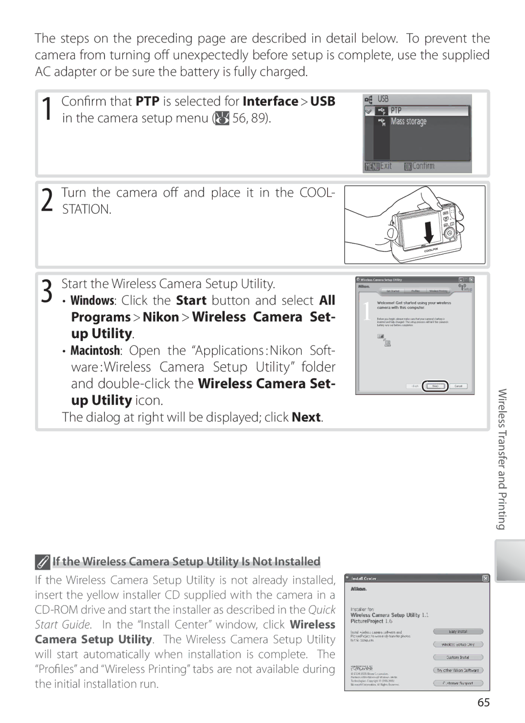 Nikon S6 manual Dialog at right will be displayed click Next, If the Wireless Camera Setup Utility Is Not Installed 