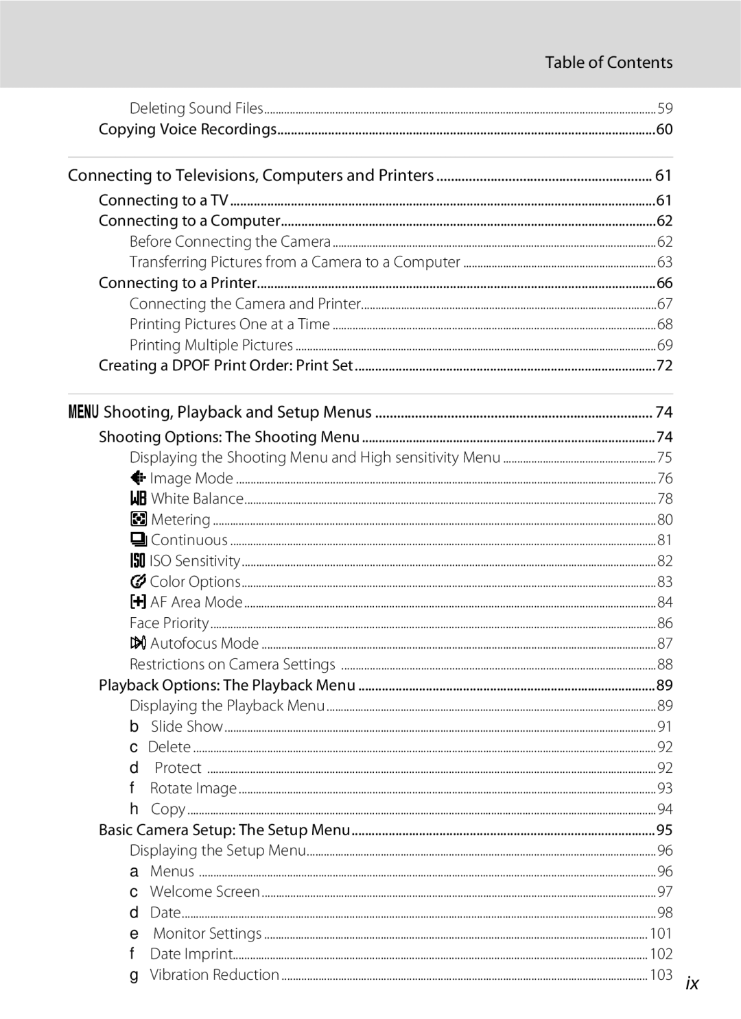 Nikon S600 user manual 101, 102, 103 