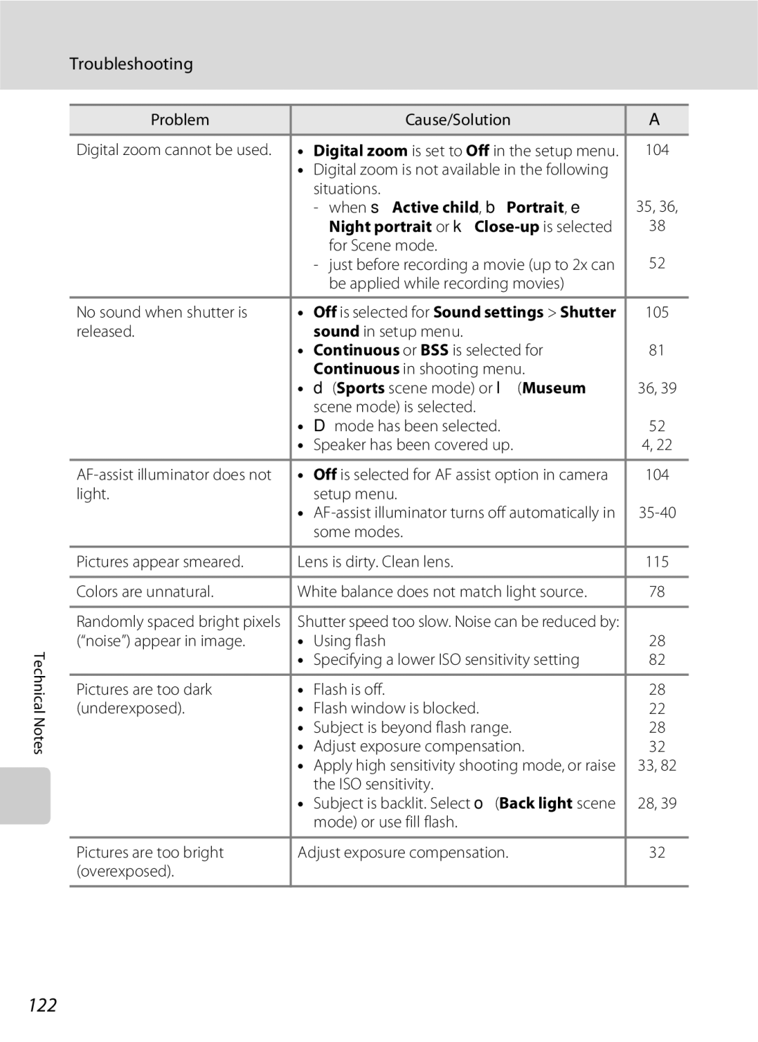 Nikon S600 user manual 122 