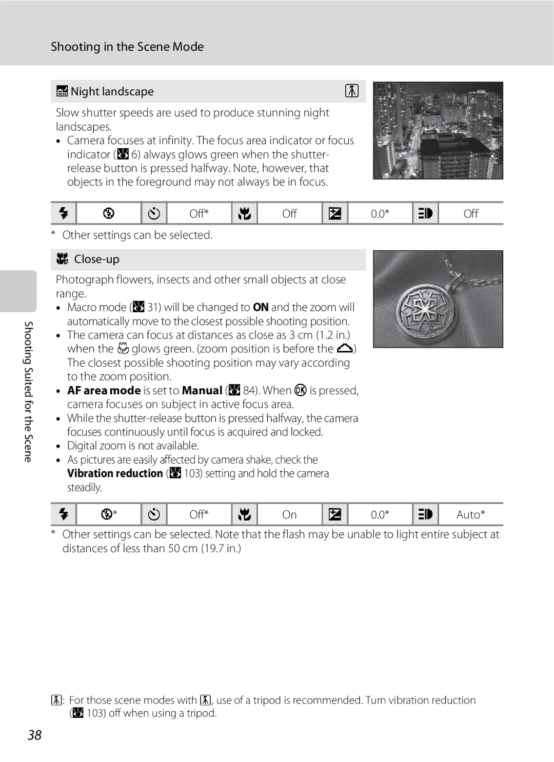 Nikon S600 user manual Night landscape 