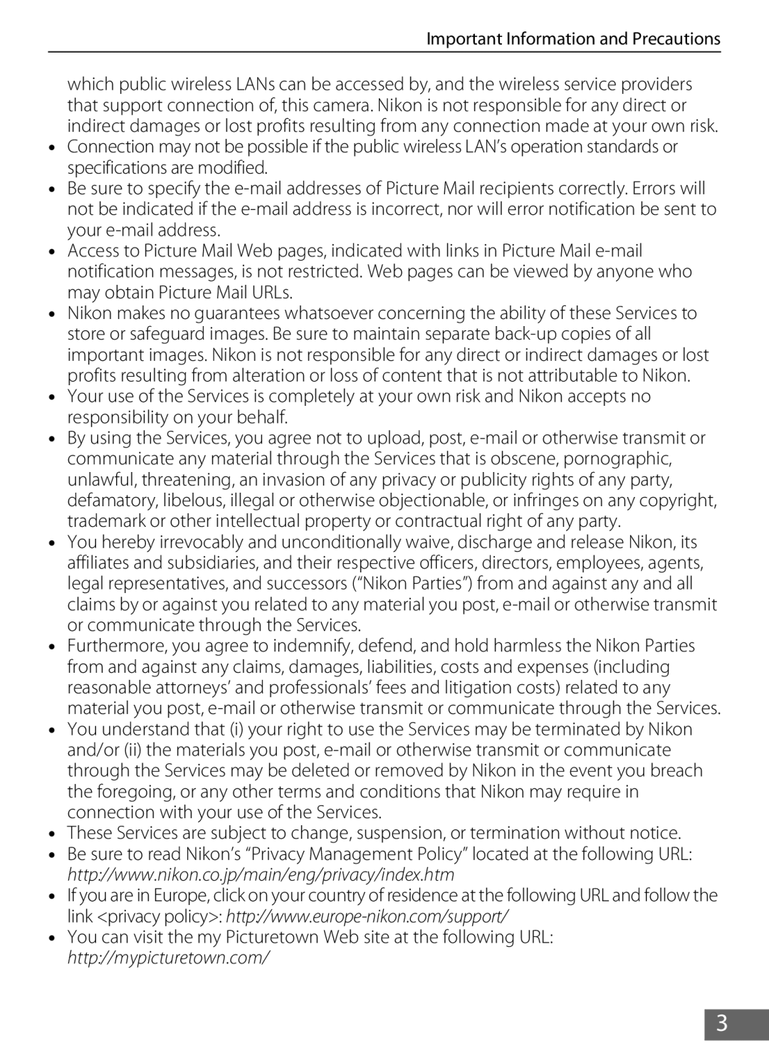 Nikon S610c manual Important Information and Precautions 