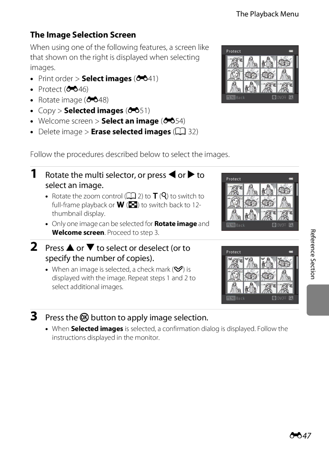 Nikon COOLPIXS6200RED, COOLPIXS6200BK, 26277 manual Image Selection Screen, E47 