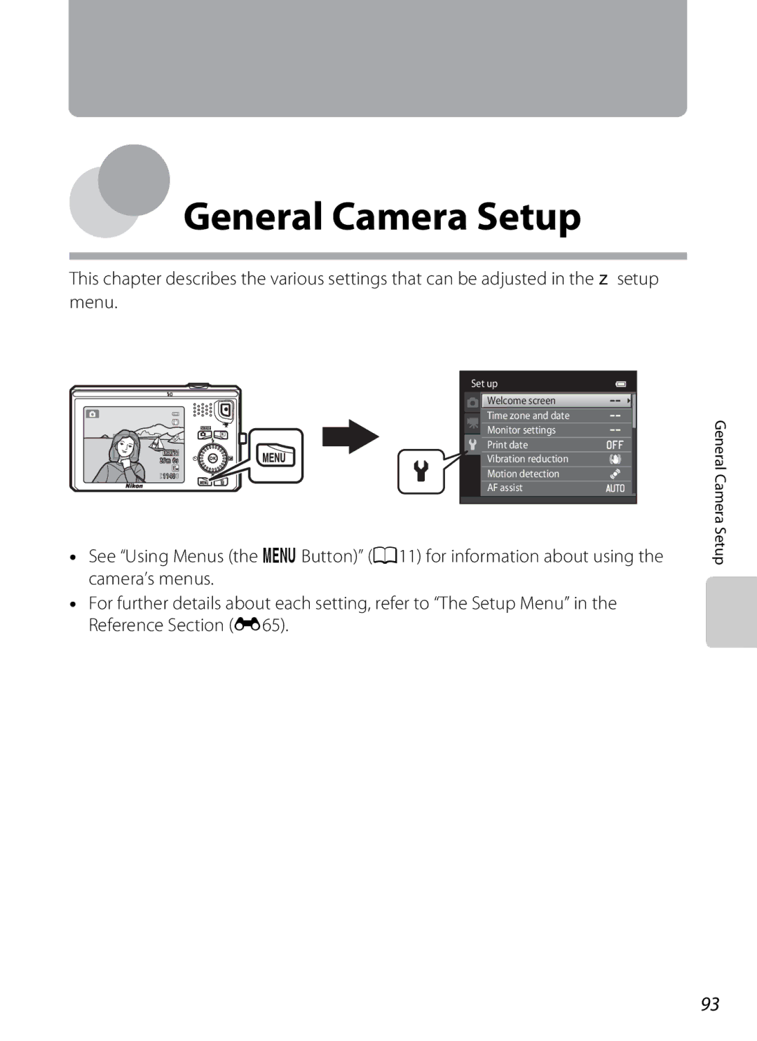 Nikon S6300 manual General Camera Setup 