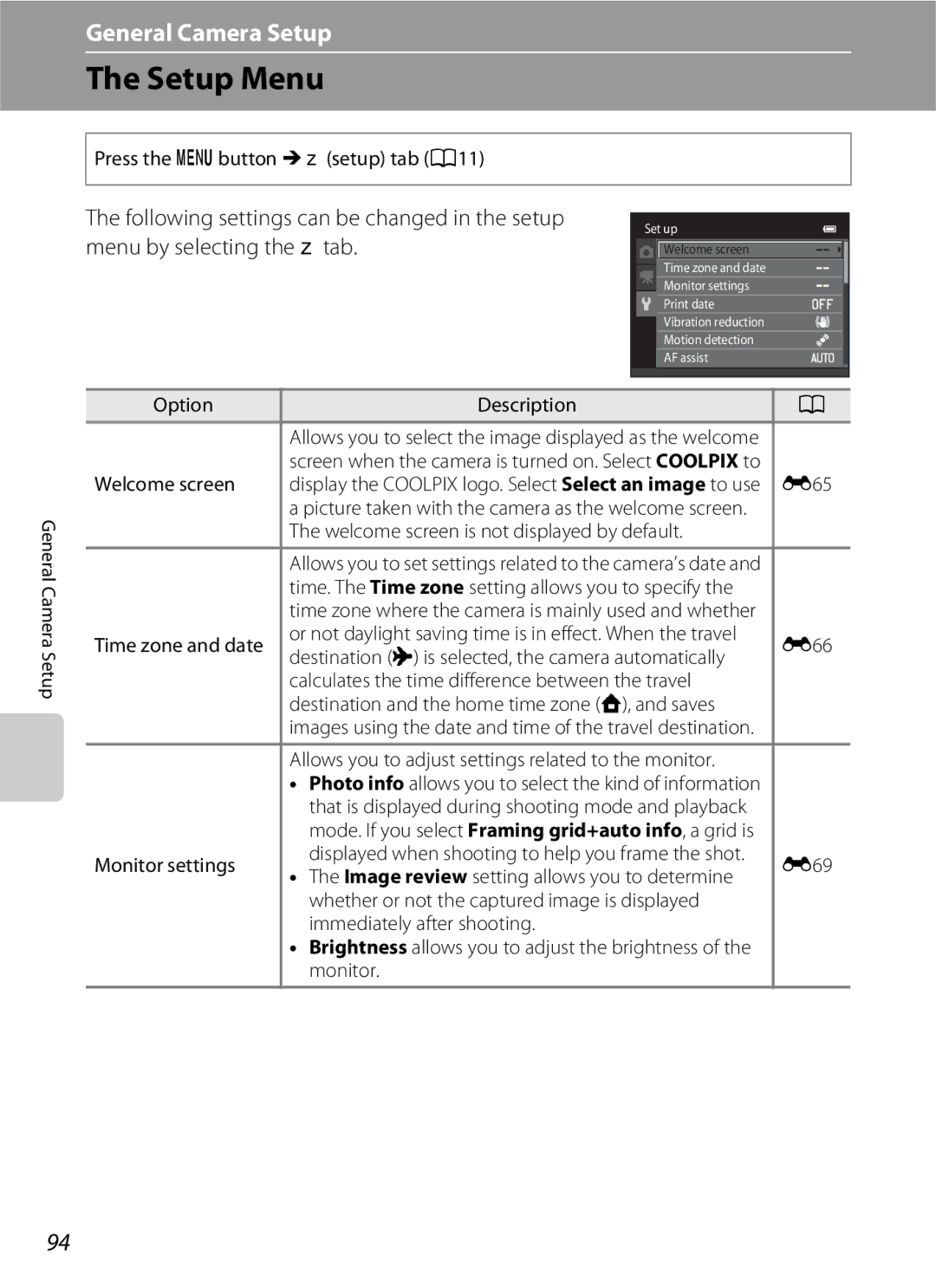 Nikon S6300 manual Setup Menu 