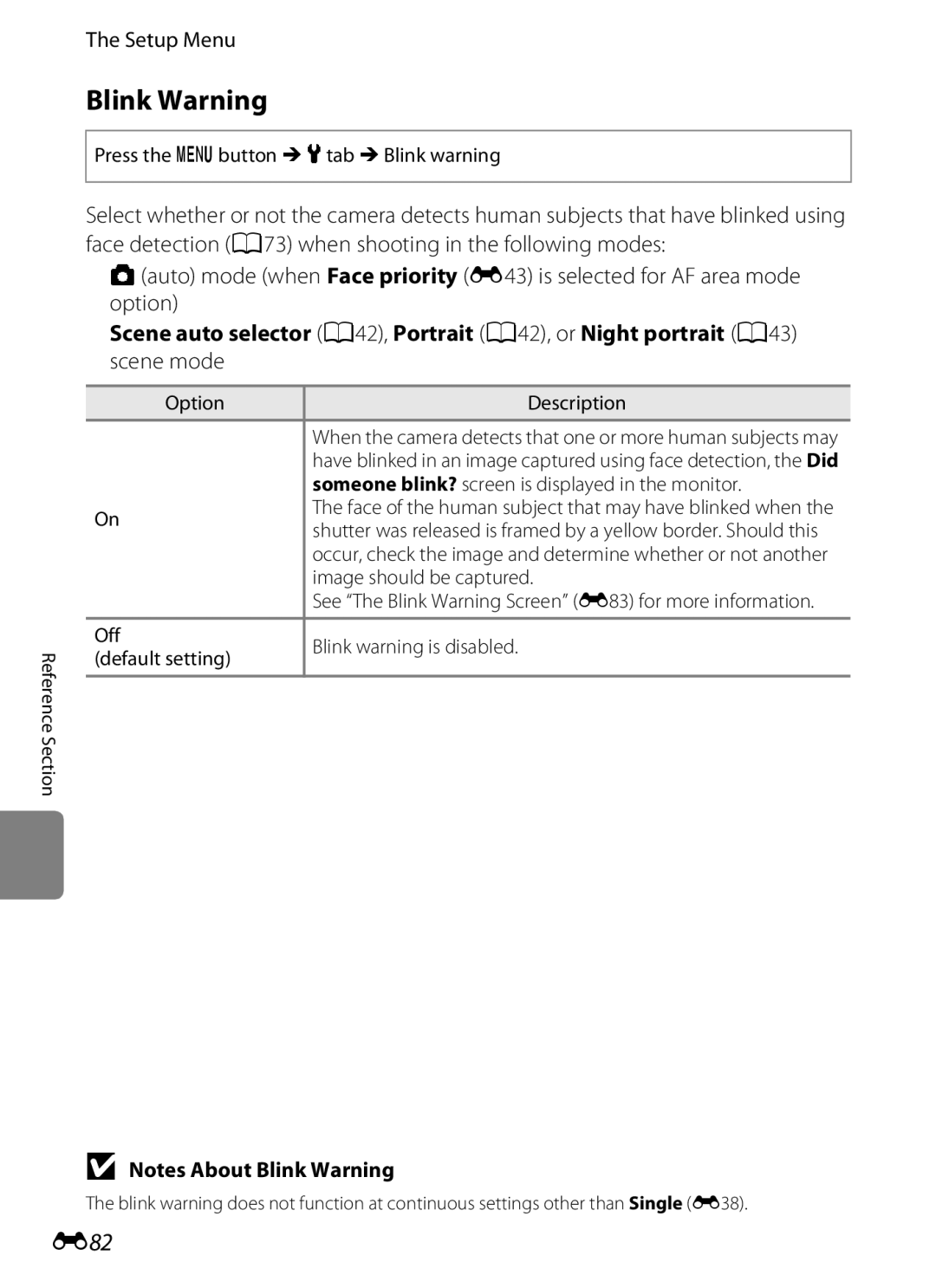 Nikon S6300 manual Blink Warning, E82 