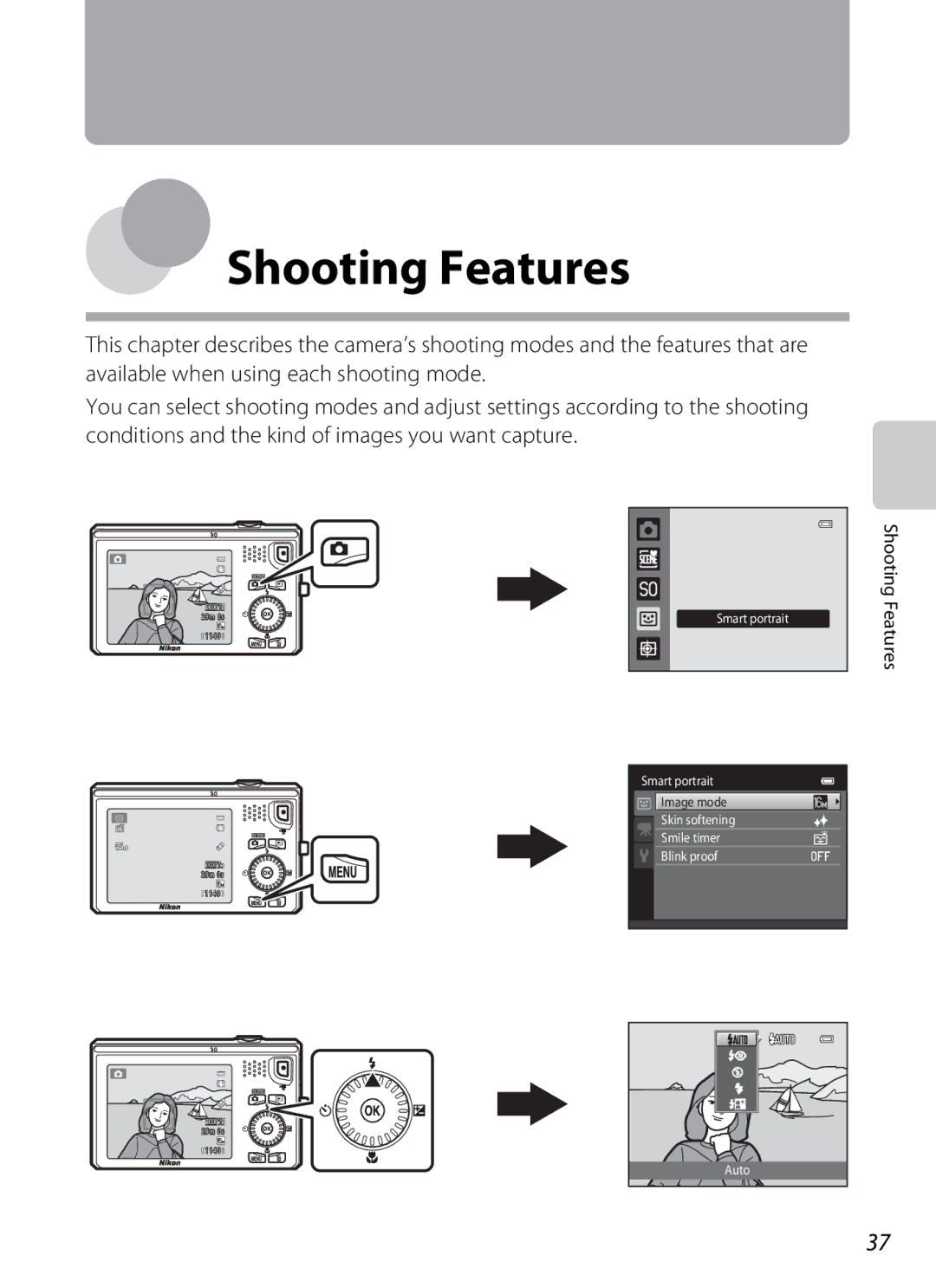 Nikon S6300 manual Shooting Features 