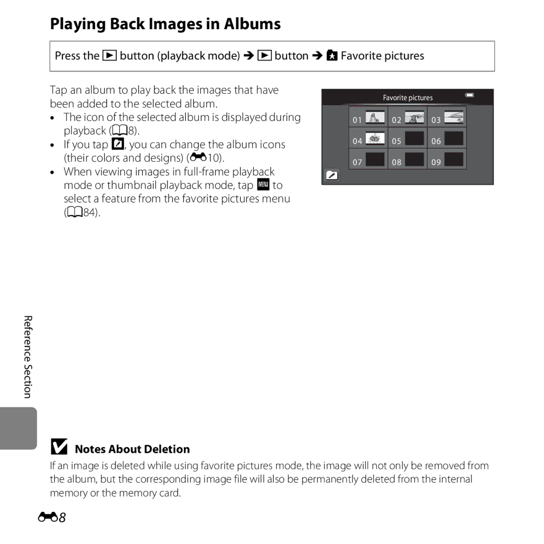 Nikon S6400 manual Playing Back Images in Albums 