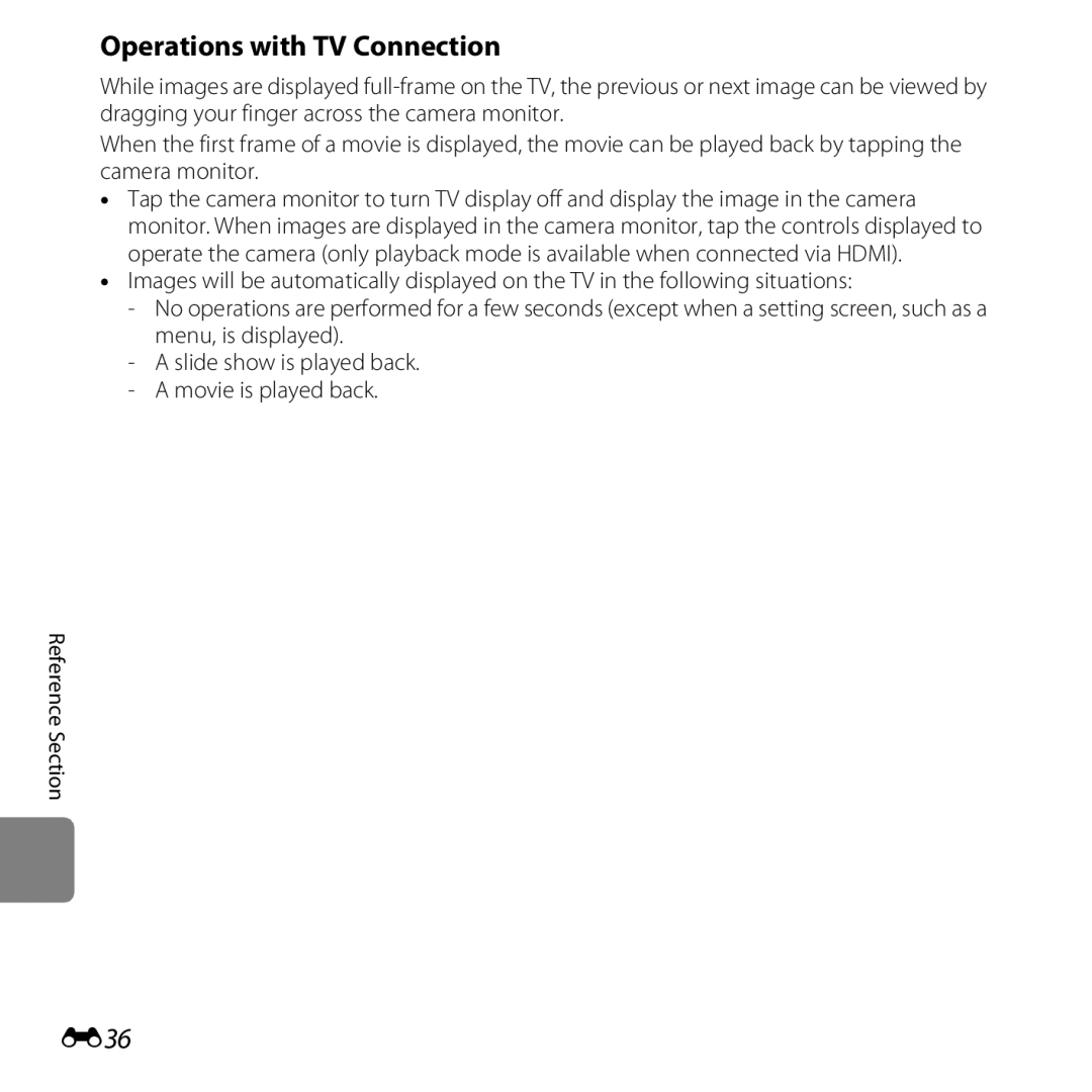 Nikon S6400 manual Operations with TV Connection, E36 