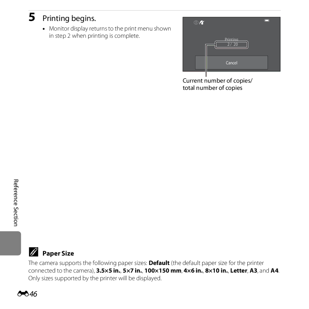 Nikon S6400 manual E46, Paper Size, Current number of copies 