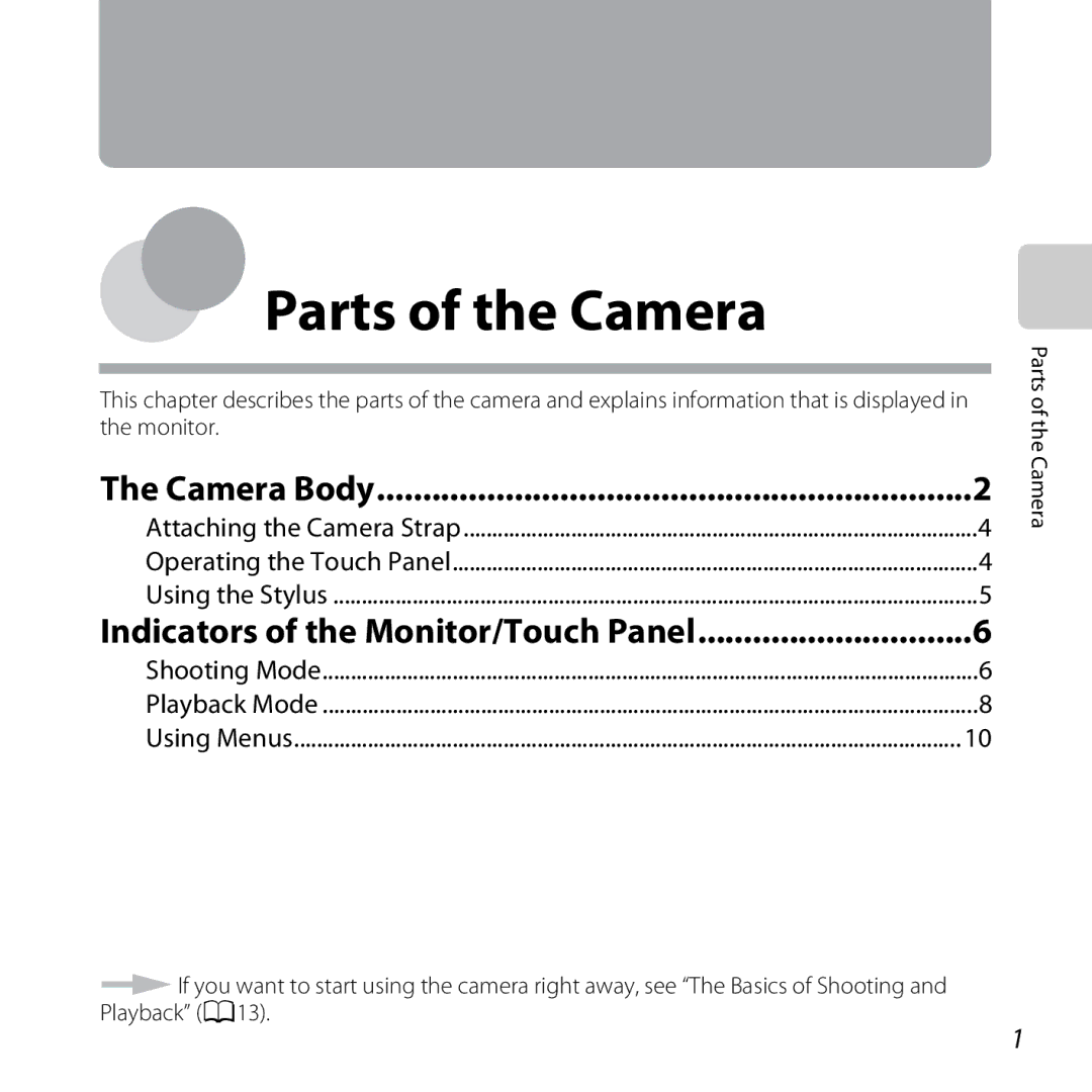 Nikon S6400 manual Camera Body, Parts of the Camera 