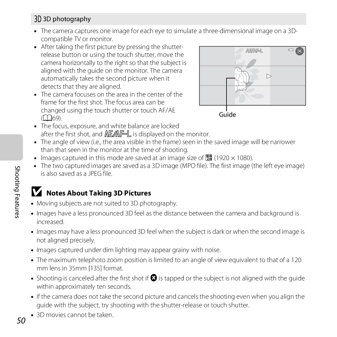 Nikon S6400 manual 3D movies cannot be taken 