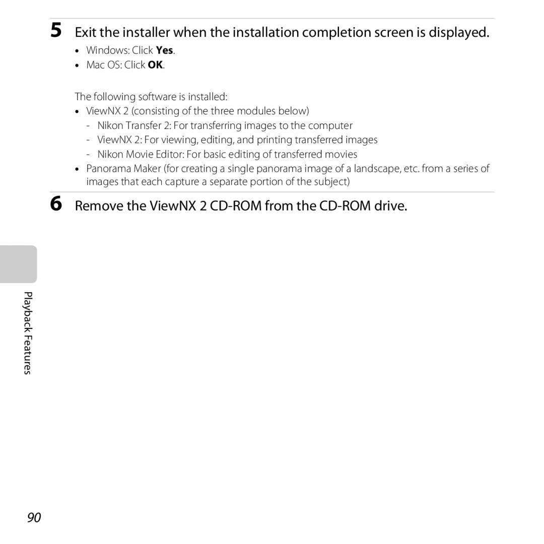 Nikon S6500 Black, COOLPIXS6500SIL, S6500 Red, COOLPIXS6500BLK manual Remove the ViewNX 2 CD-ROM from the CD-ROM drive 